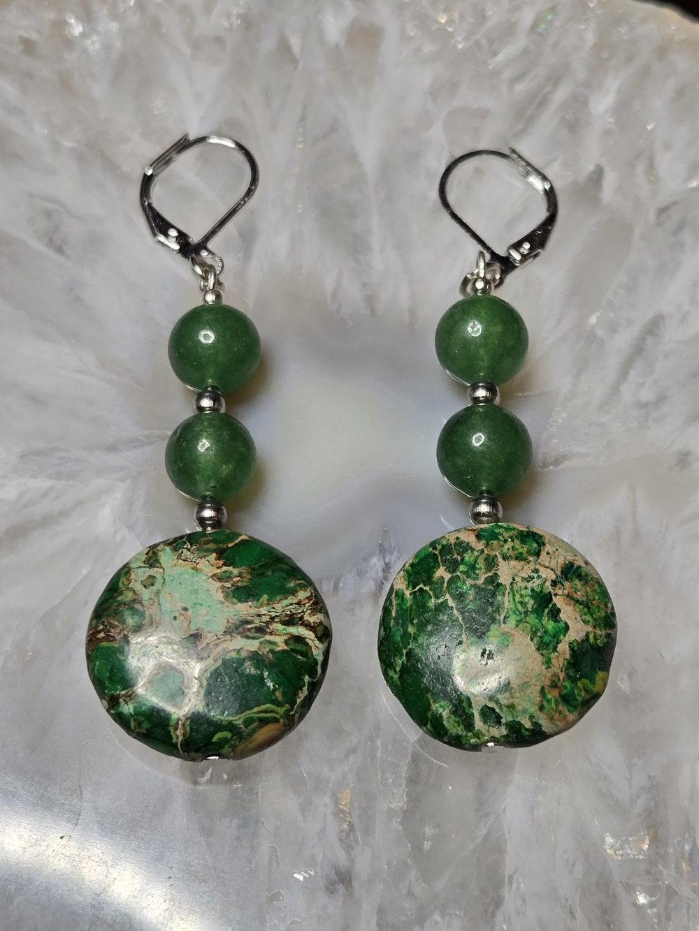 Green Stone Drop Earrings by